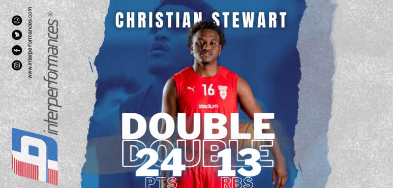 American Forward Christian Stewart's Double-Double Leads Hogsbo to Victory